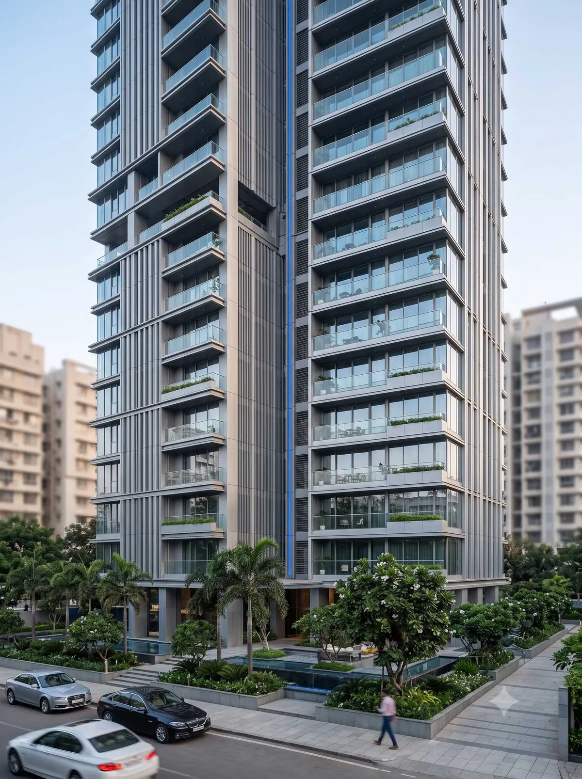 Modern Indian residential high-rise apartment tower